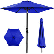 Best Choice Products 10ft Steel Market Patio Umbrella with Crank Handle, Push Button Tilt, 6 Ribs, Resort Blue, SKY6700