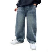 BYHONG Boys' Jeans withElastic Waistband Children's Spring/Autumn Denim, Z01-Blue, 160(US Size)