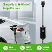 HiJob HIJOBG33 EV Charger Level 1 & 2 40A Portable Wall Connector with 25FT Cable 110-240V NEMA 14-50 Plug