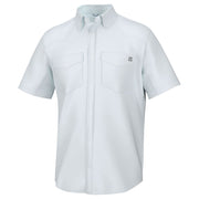 HUK Diamond Back Solid Short Sleeve Button, Fishing Shirt for Men, White, XL