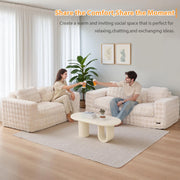 GOODONE Bean Bag Chair Sofa, Giant Loveseat, Luxurious Bubble Fabric, Soft Plush, Beige, 2-Seater
