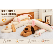 Vanelink Living Extra Long Dog Body Pillow Plush, Soft Stuffed Animal, Full-Body Support, Brown, Giant Size