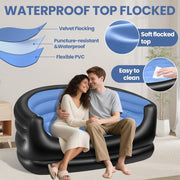 Unbranded Twin Size Inflatable Couch with Wireless Electric Pump, Waterproof PVC, Soft Flocked Surface, Portable Air Sofa, Blue, Sofa-PB