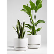 BEMAY 14 White Ceramic Plant Pot with Drainage & Saucer, Large Indoor Plant Pot for Floor Plants, Modern Minimalist Planter Pot