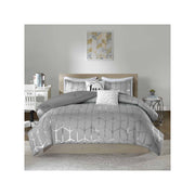 Home Essence Apartment ID10-1244 Arielle Brushed Comforter Set, Full/Queen, Gray/Silver