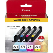 Canon CLI-271 BKCMY Ink Cartridges, 4-Pack - Black/Cyan/Yellow/Magenta