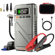 Pabulum 9000A Car Battery Jump Starter with 150PSI Smart Air Compressor, 18W Fast Charging Power Bank, LED Light, Extended Cable, Silver