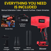 EMSON Bullseye Blower Cordless Leaf Blower Handheld Turbo Jet 20V 350W Electric Air Power with 2 Rechargeable Batteries Red Black 4019