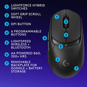 Logitech 910-007197 G309 LIGHTSPEED Lightweight Wireless Optical Gaming Mouse w/HERO 25K Sensor, Black