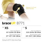 BraceUP Kids Volleyball Knee Pads with Thick EVA Foam, Non-Slip Silicone Grip, Breathable Stretch Fabric, Black, XS