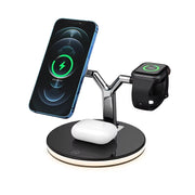 Famous Tech Shop 25W Qi2 3-in-1 Magnetic Wireless Charging Station with Smart Display and TEC Cooling Fan for iPhone Apple Watch AirPods, JJT-970