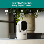 Arlo Essential Home Security Camera Kit, Indoor Pan Tilt Plug-In Camera, Outdoor Plug-In Camera, 1080p HD, Color Night Vision, 2-Cam, VMK2073-1WMNAS