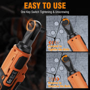 Protmex 74FT-LBS Cordless Ratchet Wrench, 74FT-LBS Torque, 3/8-Inch, 21V 2.0Ah Battery, Variable Speed Trigger up to 400 RPM, Ultra-Thin Head Design, Power Tool Kit