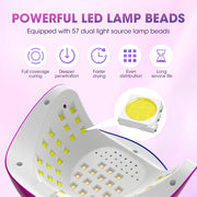 HOOICB UV LED Nail Lamp, 268W Nail Dryer with 57 LED Beads, 4 Timer Settings, Automatic Infrared Sensor, Colorful Design