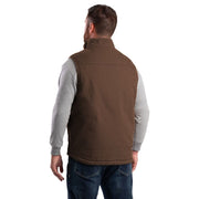 Berne Heartland Sherpa-Lined Washed Duck Vest for Men - Bark - M