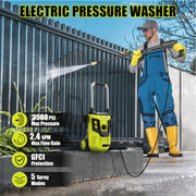 AcquaX Electric Pressure Washer, 3500 PSI, 2.4 GPM, Corded with 4 Quick-Connect Nozzles, 20ft Hose, 35ft Power Cord, Foam Soap Tank, Portable C4013 PLUS-1500A