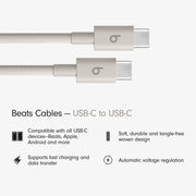 Beats MDGD4LL/A USB-C to USB-C Woven Cable, Reinforced Braided Design, Fast Charging 60W, Data Transfer USB 2.0, Surge Stone, 5 ft