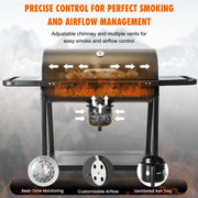 laraVist SY-7440C Barrel Charcoal Grill, 608.4 sq in Cooking Area, Adjustable Airflow, Portable Wheels, Black Steel