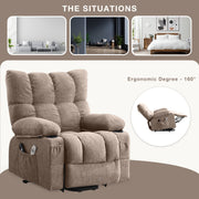 JONPONY Power Lift Recliner Chair with Heat and Vibration Massage, USB Charge Port, Side Pockets, Brown