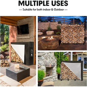Nalone WW-P0003L 8ft Outdoor Firewood Rack with Waterproof Cover and Carry Bag