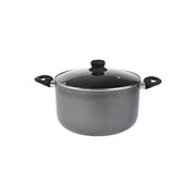 Imusa 0009404691636 10Qt Charcoal Nonstick Stock Pot with Glass Lid and Steam Vent, Black