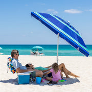 AMMSUN TS71122-STP 8FT Large Heavy Duty Beach Umbrella with Sand Anchor UPF50+ Tilt Shelter Outdoor, Stripe Blue