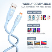 cshidworld Lightning Charger Cable 3 Pack 6 ft, Purple Blue Pink