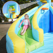 SaveJoy Giant 10-in-1 Inflatable Water Slide Bounce House with 750W Blower, 207x185x87 in, Backyard Water Park for Kids Ages 3-8, Indoor and Outdoor Use, 93241T