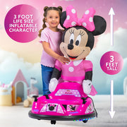 Flybar Minnie Mouse 6V ImaginAir Ride On Bumper Car with Inflatable Character, Dual Joystick Controls, LED Lights, Pink