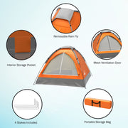Wakeman Outdoors 2-Person Dome Tent, Lightweight, Easy Setup, Removable Rain Fly, Dual-Layer Door, Interior Storage Pocket, Orange, HW4700060
