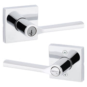 Kwikset Lisbon Square Keyed Entry Door Lever with SmartKey Security, Venetian Bronze, Reversible Handle, Adjustable Latch, 97402-840