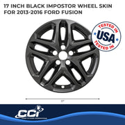 Coast 2 Coast Wheel Covers, 17 in, 5 Split Spoke, Gloss Black, Snap-On, Set of 4, IWCIMP372BLKN