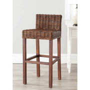 Safavieh Cypress Traditional Woven Bar Stool with Mango Wood Frame and Cappuccino Rattan Seat, 30-Inch Height, FOX6502A
