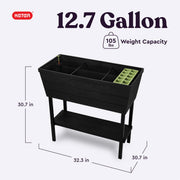 Keter Urban Bloomer Raised Garden Bed, 12.7 Gallon Self-Watering Planter, Dark Grey, Elevated Resin Design with Drainage Plug