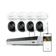 Reolink RLK8-800PT4 Outdoor Surveillance System, 4K Color Night Vision, 360 Panoramic Coverage, Auto Tracking with Human Vehicle Animal Detection, 8-Channel 2TB NVR