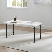 Mainstays 4 Foot Adjustable Height Folding Table, Portable, Stain Resistant, White Granite