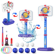 WonderStone WS-LSLQ7BLUE 3 in 1 Basketball Hoop, Adjustable Height, Blue