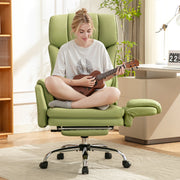 Coolhut Big and Tall Office Chair, High Back Executive PU Leather Desk Chair with Adjustable Reclining Backrest, Expandable Seat Cushion, Lumbar Support, Padded Armrest, 360-Degree Swivel, Avocado Green, CH-6088-AvocadoGreen