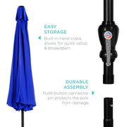 Best Choice Products 10ft Steel Market Patio Umbrella with Crank Handle, Push Button Tilt, 6 Ribs, Resort Blue, SKY6700