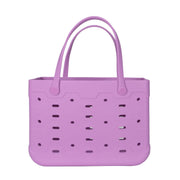 Mainstays Large EVA Flex Tote, Waterproof, Washable, Durable Flexible Plastic, Two Sturdy Straps with Extra Clips, Orchid Bloom, 18in W x 8.75in D x 13in H