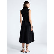 Free Assembly Women's Sleeveless Cotton Maxi Shirtdress with Adjustable Belt, Black, Relaxed Fit, Sizes XS-4X
