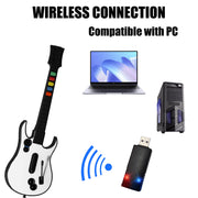 NBCP Wireless Gaming Guitar Controller for PC, Compatible with Clone Hero, Guitar Hero III, Rock Band, White