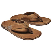 OluKai Tuahine Toe Post Sandals for Men - Toffee/Toffee - 13M