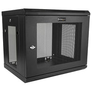 StarTech 9U Wall Mount Server Rack Cabinet, 2-Post, 15in Deep, 198lb Capacity, Black, RK9WALM