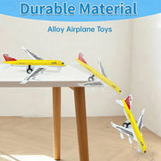 Ludolm Die Cast Metal Airplane Toys 4 Pack, Pull Back Play Vehicles in Blue White Yellow for Kids Ages 3 to 8