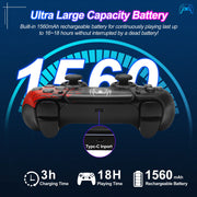 SIXGOLDHUA Wireless Game Controller, Bluetooth 5.0, Dual Vibration, 6-Axis Gyro, 1500mAh Battery, Compatible with PS5 Pro, PS5 Slim, PC