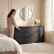 Homall 16552051397 6-Drawer Dresser, Modern Black Wood Chest with Smooth-Gliding Soft-Close Drawers, Scratch-Resistant Finish, 52 in Wide