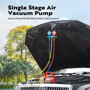 SPECSTAR Air Vacuum Pump Kit, 110V 1/3 HP Single Stage Rotary Vane, 4 CFM, AC Manifold Gauge Set, Leak Detector, Red, X0037DG5UR