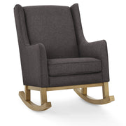Delta Children Hanover Rocking Chair, Modern Wingback Design, Charcoal Fabric, Acorn Wood Base, W81063J-1451