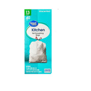 E65065-1 40 Bags,Great Value 13-Gallon Drawstring Tall Kitchen Trash Bags